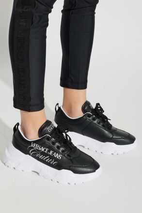 Versace Jeans Couture Sports Shoes With Printed Logo, Womens, Black