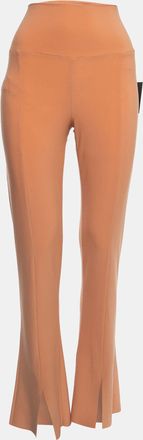 Norma Kamali Orange Stretch Knit High Waist Flared Hem Leggings