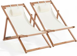 Oviala Oviala - Set di 2 sedie a sdraio in eucalipto bianco