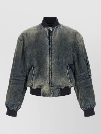 Balenciaga bomber jacket ribbed cuffs hem pockets