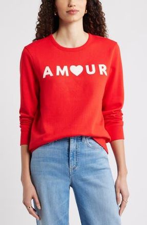Caslon Amour Graphic Sweatshirt in Red Goji White Amour at Nordstrom Rack, Size Xx-Small