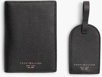Tommy Hilfiger Mens Passport Holder & Luggage Tag Gift Set - Black