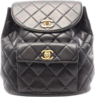 Chanel Pre-owned Matelasse Lambskin Backpack - Dames - Vintage Rugzakken - Zwart - ONE Size - Leer - Vintage