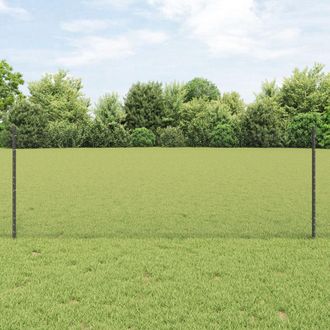 Berkfield Home Fence Posts 11 pcs U-Channel Grey 80 cm Steel, Hexagon Fence Grey 0.8x25 m Steel