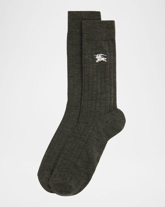Burberry Mens Embroidered EKD Rib Crew Socks