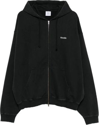 VETEMENTS Embroidered Definition Zip-Up Hoodie - Heren - Vesten met rits - Zwart - L - Katoen - Hoodies & sweatvesten