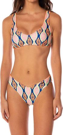 Maaji Valerya Regular Rise Double V Bikini Bottom In Stamped Blooms
