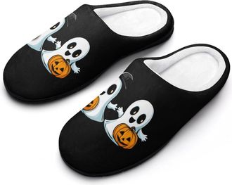 Generic Halloween Ghost Gothic Womens Slippers Warm House Slippers Indoor House Shoes with Anti-Skid Rubber Sole