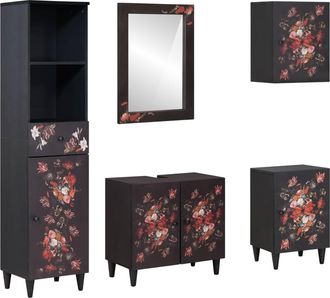vidaXL Juego De Muebles De Ba&ntilde;o 5 Uds. 62 X 33 X 58 Cm Vidaxl