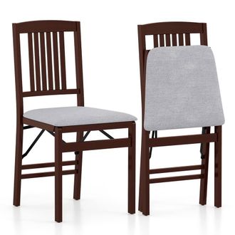 Costway Costway Folding Dining Chairs Set of 2 Foldable Upholstered Kitchen Chairs