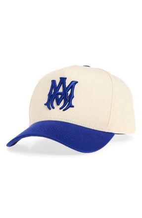 Amiri Embroidered Monogram Two Tone Canvas Snapback Baseball Cap in Sapphire at Nordstrom