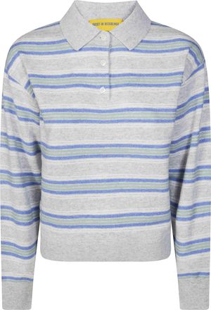 Guest In Residence Collegiate Stripe Cashmere Polo Sweater