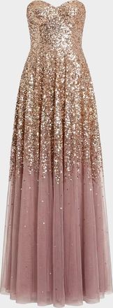 Mac Duggal Sequin-Embellished Tulle A-Line Gown