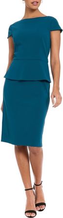 London Times Cap Sleeve Peplum Sheath Dress in Legion Blue at Nordstrom Rack, Size 10