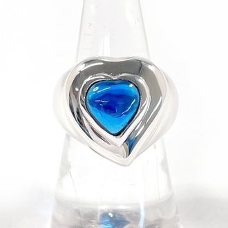 Saint Laurent Silver Blue Silver 925 Band Ring (Pre-Owned)