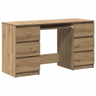 Berkfield Home Writing Desk Artisan Oak 140x50x77 cm Engineered Wood in Brown | Size: 140 x 50 x 77 cm