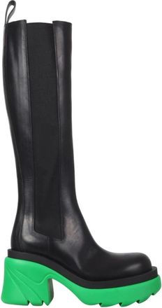 Bottega Veneta Flash High Chelsea Boot - Dames - Hoge Laarzen - Zwart - 40 EU - Leer - Schoenen