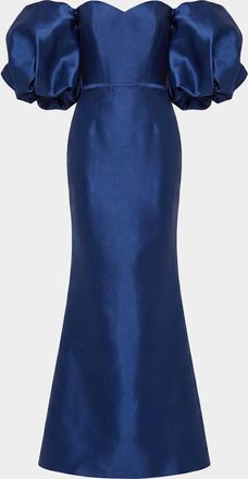 Mac Duggal Off-Shoulder Satin Mermaid Gown