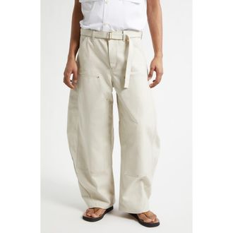 sacai Carhartt WIP Duck Canvas Carpenter Pants in Ivory at Nordstrom, Size 3
