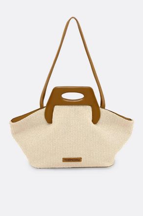Themoir&egrave; Womens Dhea Straw Tote Bag In Shell And Caramel