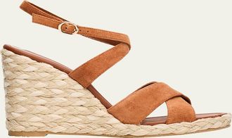 Stuart Weitzman 100mm Alyssa Suede Espadrille Wedge Sandals