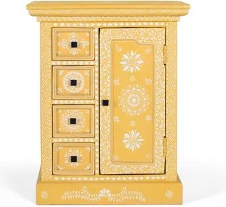 Giner&Colomer Cómoda en madera de mango con puerta decorada artesanalmente