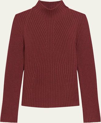 Theory Cashmere Rib Mock-Neck Sweater