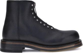 Alexander McQueen Black Calf Leather Bos Taurus Ankle Mens Boots