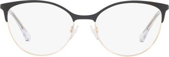 Emporio Armani 54mm Cat Eye Optical Glasses in Black Gold at Nordstrom