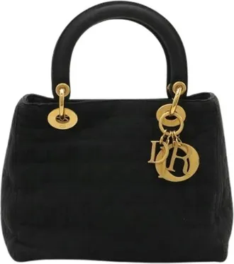 Dior Pre-owned Handbags, female, Black, Size: ONE SIZE Pre-owned Lady Dior Nylon Handbag