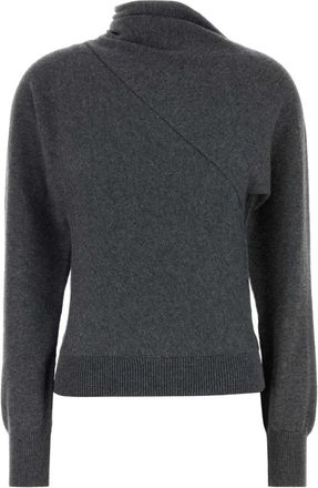 Tom Ford Kasjmier Katoen Wrap Kraag Gebreid - Dames - Cashmere truien - Grijs - S - Katoen - Truien & Vesten