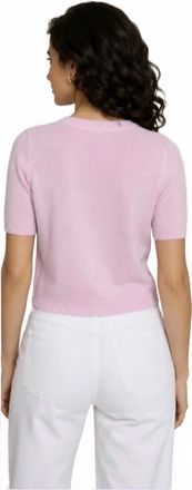 Autumn Cashmere Cropped Short Sleeve Crew Sweater In Peppermint
