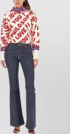 Alberta Ferretti love graphic knit high neck sweater