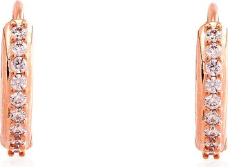 Swarovski Matrix Pierced Earrings Mini Hoop Matrix Rose Gold Shiny White