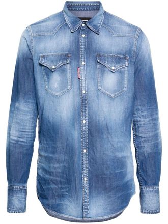 Dsquared2 stonewashed denim shirt - men - Elastane/Cotton - 48 - Blue