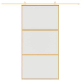 Berkfield Home Sliding Door Gold 102.5x205 cm Frosted ESG Glass & Aluminium