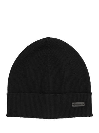 Saint Laurent Ribbed Wool Hat Cappelli Nero-Donna