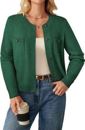 Grace Karin Cardigans for Women UK Ladies Elegant Long Sleeve Office Blazer Wedding Cardigan with Pocket CL309-06/Green M