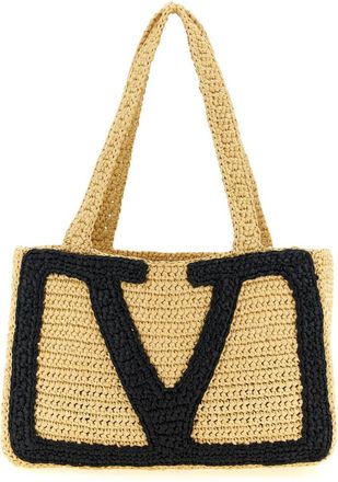 Valentino Garavani Natural/Black Viva Superstar Medium Tote