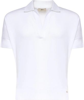 Herno Polo in Glam Knit Effect - Dames - Polos - Wit - S - Katoen - Tops