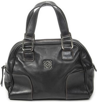 Loewe Pre-owned Womens Vintage Anagram Dome Tote Handbag - Black - One Size