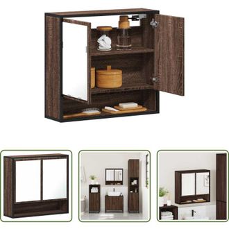 vidaXL Specchio da bagno - Mobile Bagno Specchio Rovere Marrone 65x20x60 Legno Multistrato