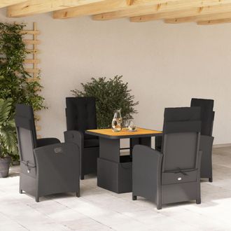vidaXL Vidaxl - Set Da Pranzo Da Giardino 5 Pz Nero Con Cuscini In Polyrattan