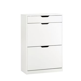 SoBuy Armario zapatero de tres cajones blanco 60x30x90cm minimalista