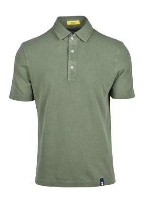 Drumohr Olive Green Knitted Cotton Polo