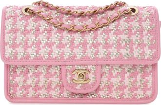 Chanel Pink Small Woven Lambskin and Viscose Single Flap