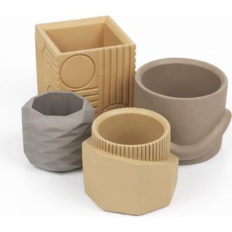 Jonathan Y Designs Romy Modern Minimalist Handmade Concrete Geometric Planter Set with Drainage Holes in Terra at Nordstrom