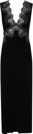 Rixo Black Silk-Blend V-Neck Sleeveless Midi Dress
