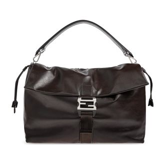 Fendi Flux Maxi Messenger Shoulder Bag - male - Fendi - Handbags - Brown - ONE SIZE - Bags