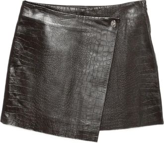 Stand Studio Gonna asimmetrica effetto coccodrillo - Marrone